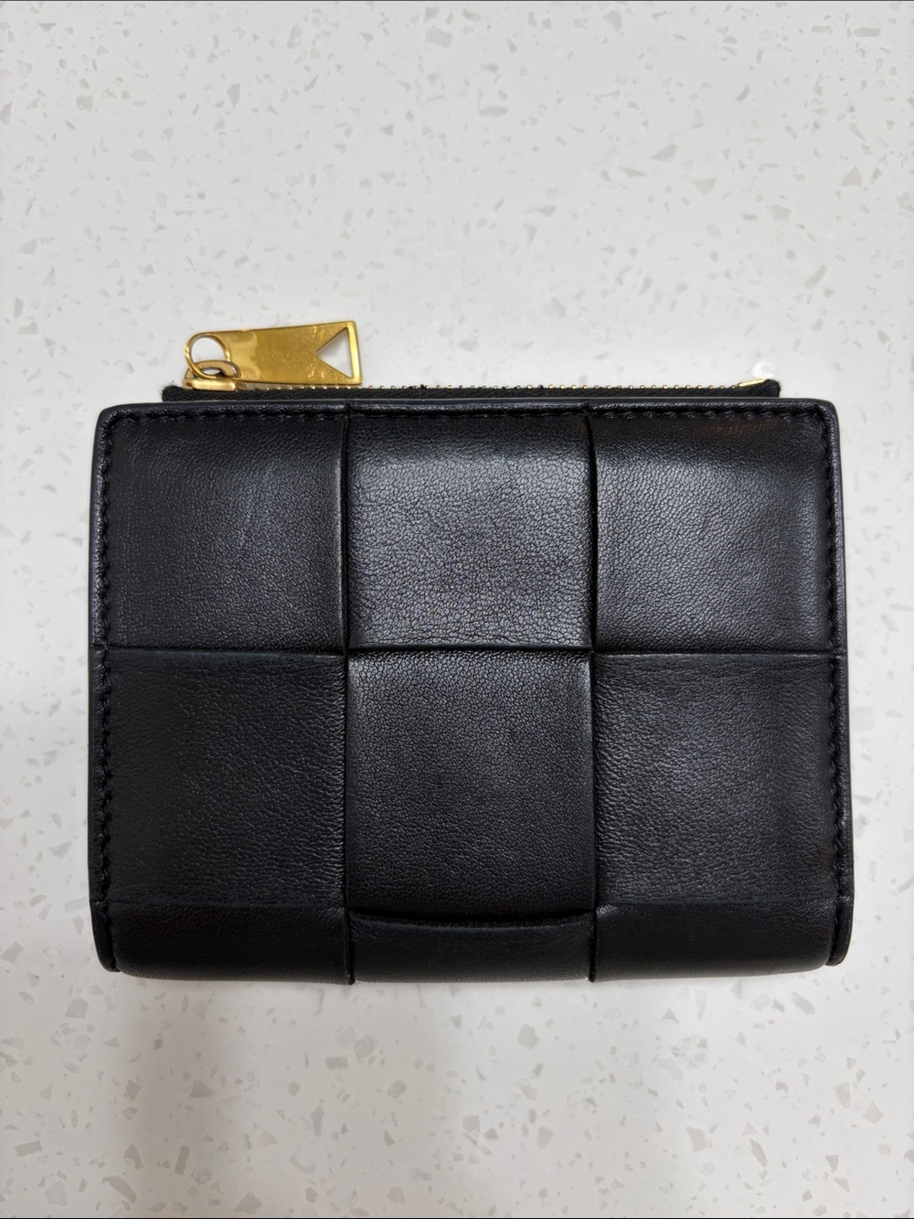 Bottega Veneta Black Intrecciato Leather Compact Wallet